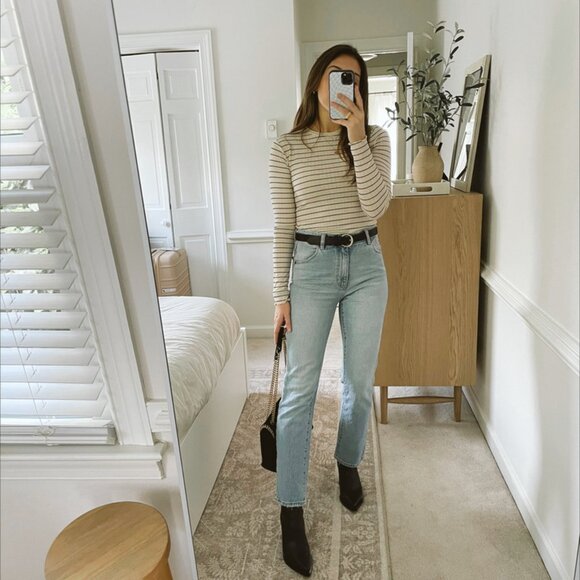 MANGO Striped Long Sleeve Sheer Top (M) - Picture 1 of 4